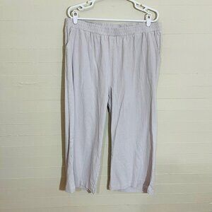 NWT Les Umes 100% Cotton Elastic Waist Wide Leg Cropped Pants SZ 3XL